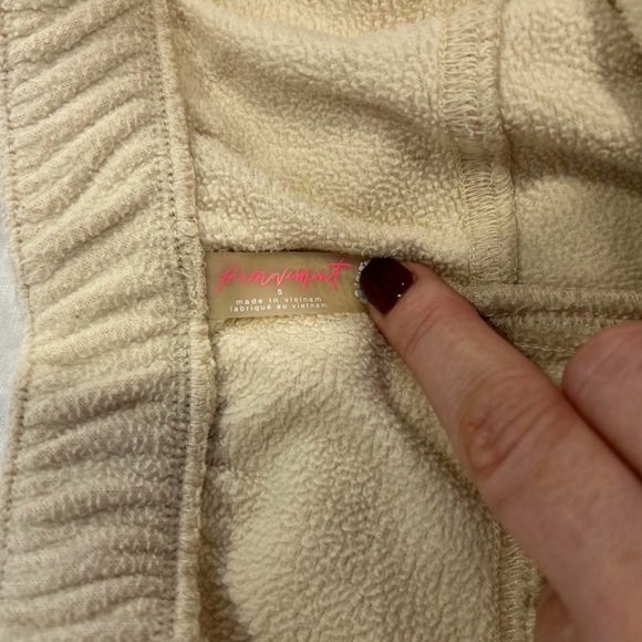 Free People Movement Arena Fleece Jogger Pants Size Small Cream Neon Ankle Zip - Picture 5 of 8